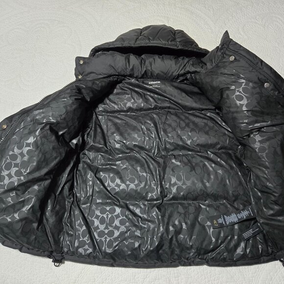 COACH Down Puffer Hooded Coat ~ Women’s ~ Medium ~ Black - Picture 13 of 16